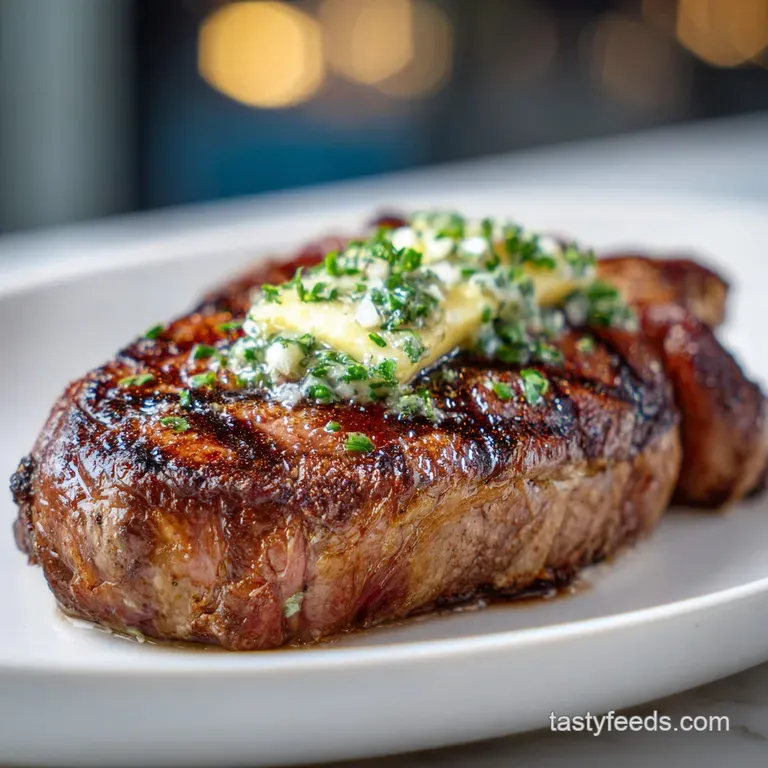 Perfectly Grilled Ribeye Steak with Garlic Butter