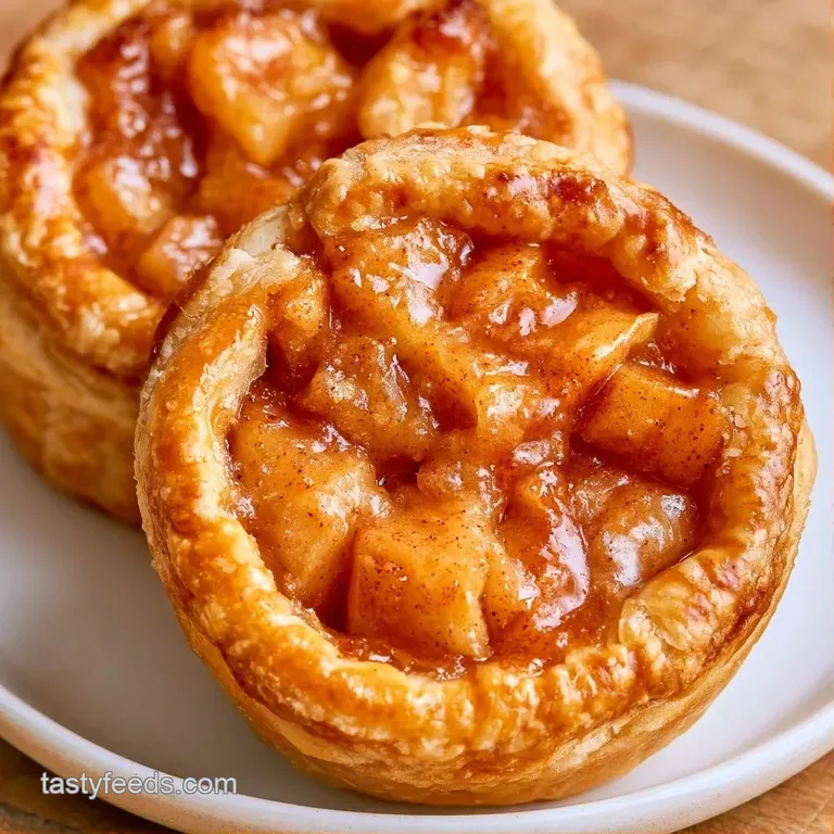 Small flaky tarts with cinnamon-spiced filling on a white plate, accented by a dollop of cream and fresh mint.