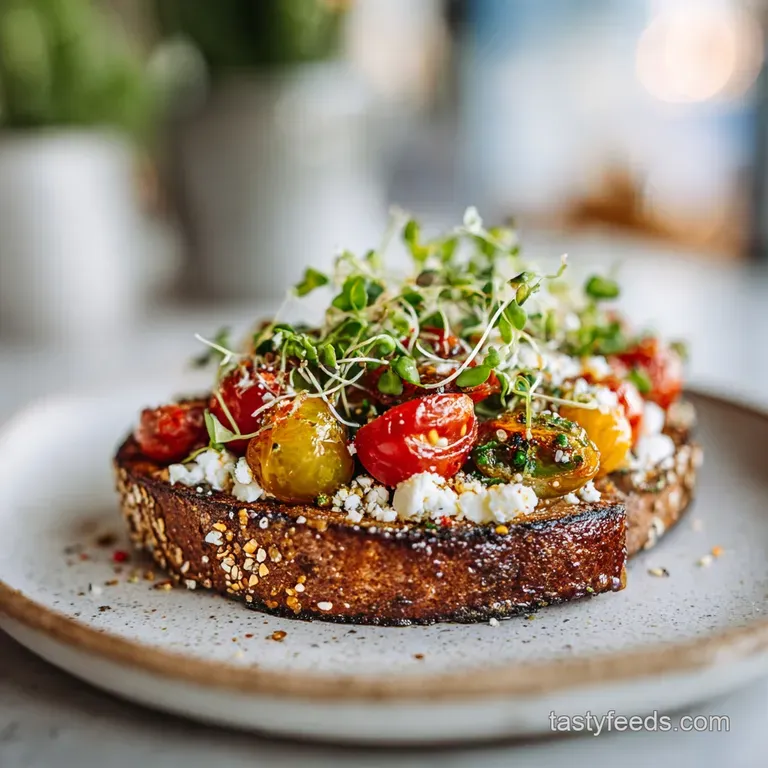 Artfully arranged toasts featuring creamy white cottage cheese, bright pink radishes, and deep green avocado on a textured...