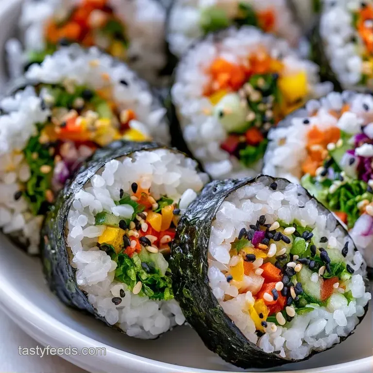 Neatly arranged sushi pieces on a matte black ceramic plate with a dollop of pale green wasabi and pink ginger.