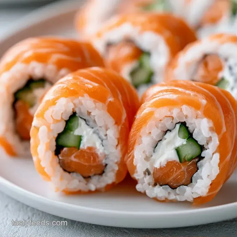 Slices of colorful sushi rolls arranged on a black slate platter with ginger, wasabi, and a side of soy sauce.