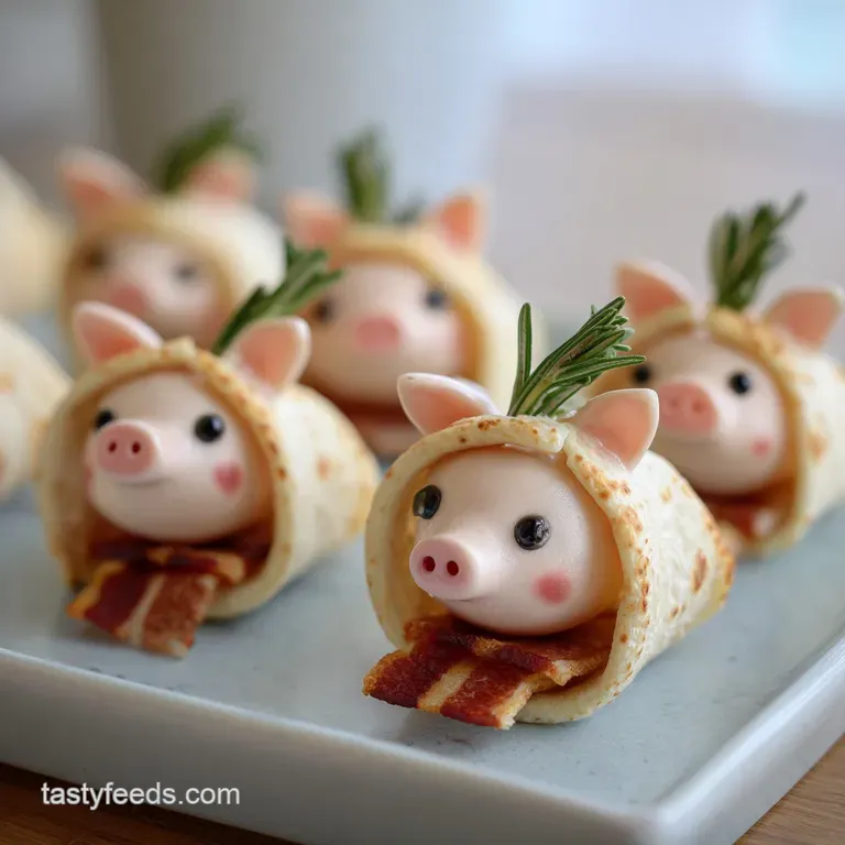 Cute Fun Kids Party Appetizer with Mini Pigs in a Blanket