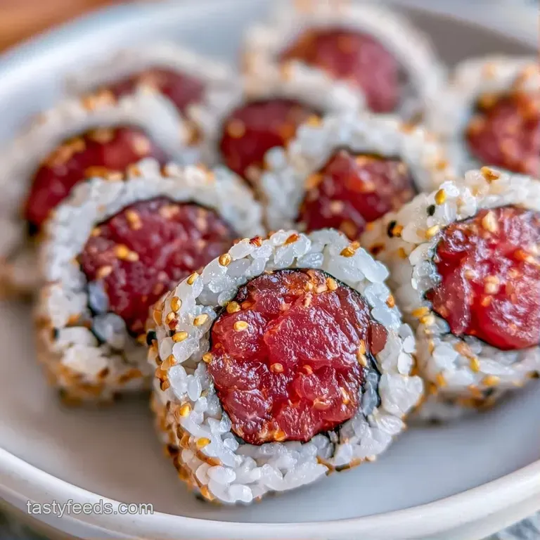 Neat row of sushi rolls on a dark slate board, served with pickled ginger and a small bowl of soy sauce.
