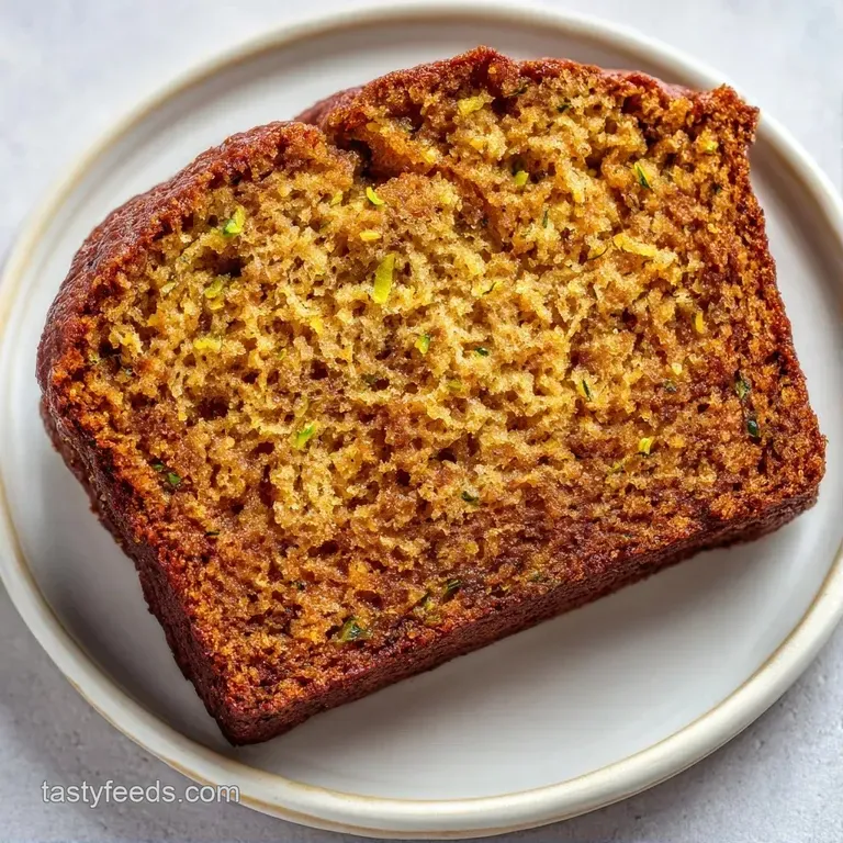 A thick slice of moist golden bread resting on a ceramic plate, drizzled with honey and topped with a pat of butter.