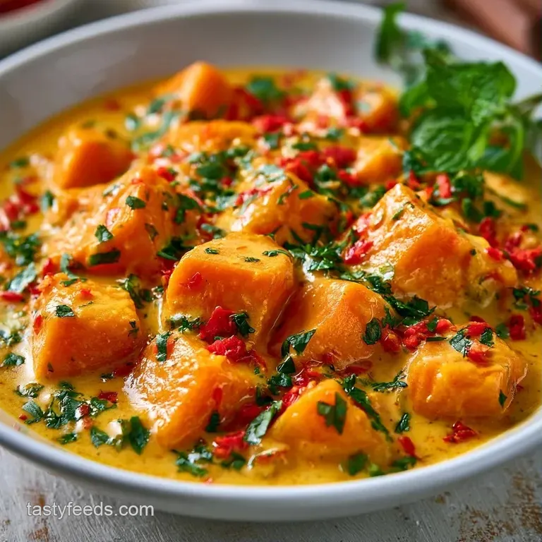 A white bowl of golden curry paired with fluffy basmati rice, garnished with coconut cream and a lime wedge.