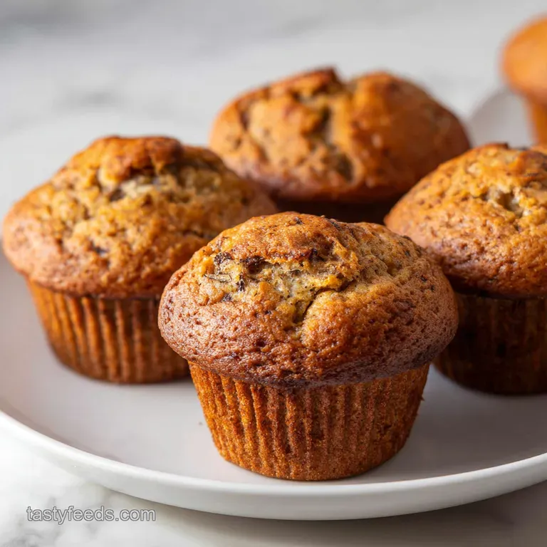 Perfectly domed vegan banana muffin with a dusting of flour, showcased against a soft-lit backdrop, emphasizing its soft t...